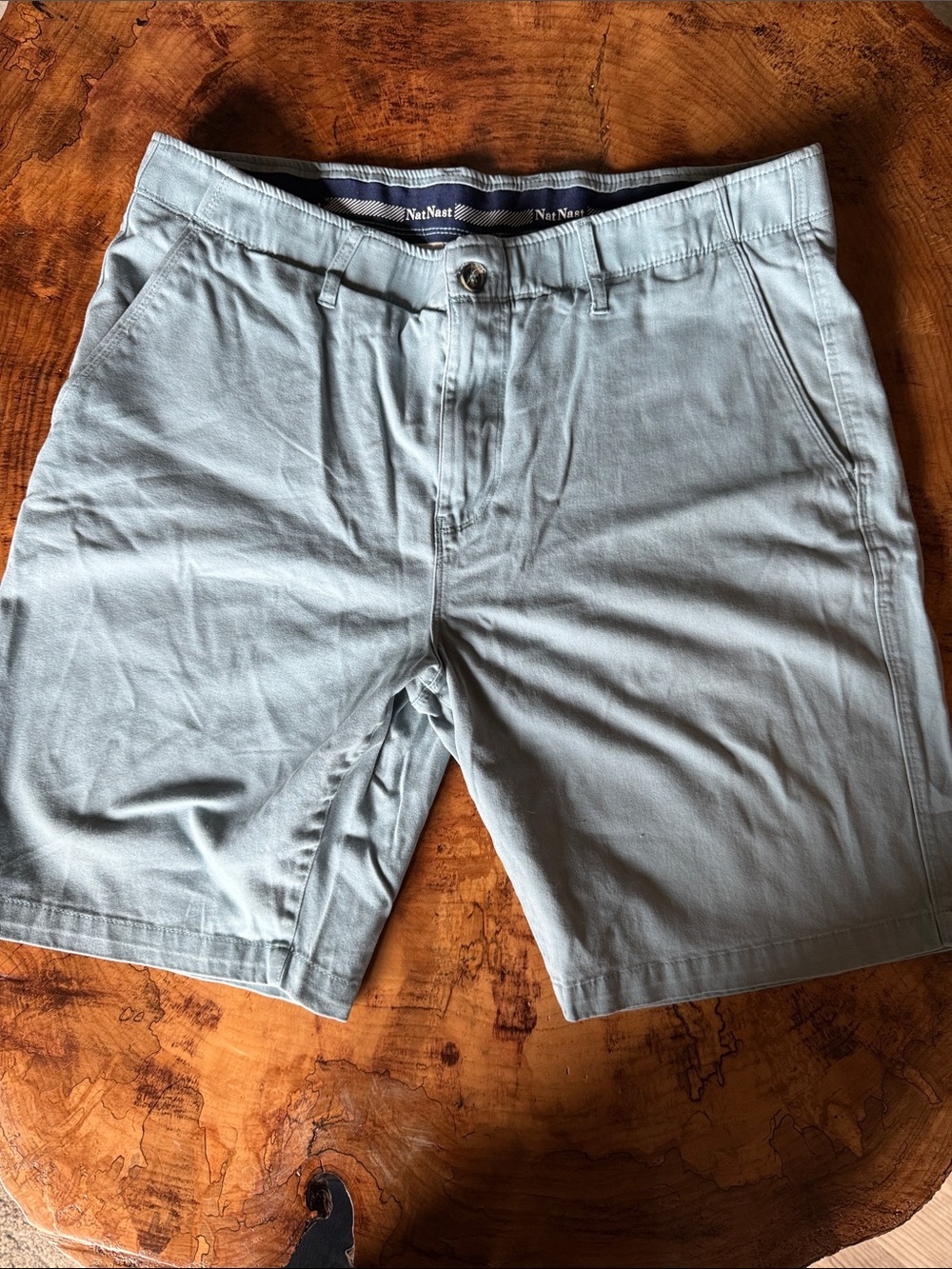 Nat Nast Men's Light Sage Flat-Front Cotton Shorts